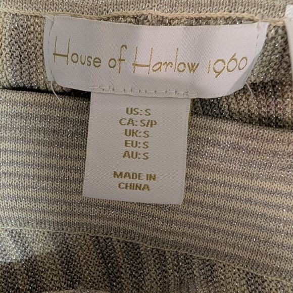House of Harlow 1960 Flare Pants Metallic Knit Retro Vibes Glam - Size S - Picture 7 of 9